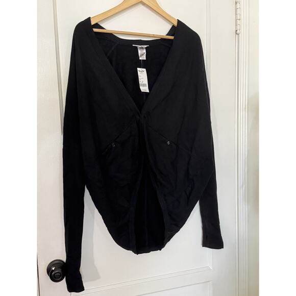 VTG Y2K Hard Tail Forever Slouchy Cardigan Black Bubble Jacket Sz XS NWT - Picture 1 of 4